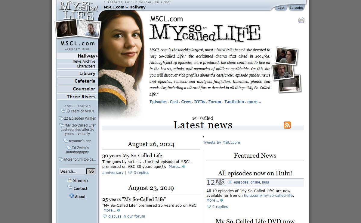 Hallway / News :: MSCL.com - "My So-Called Life" TV show tribute