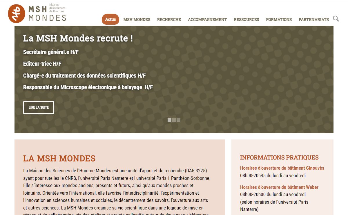 MSH Mondes - Accueil