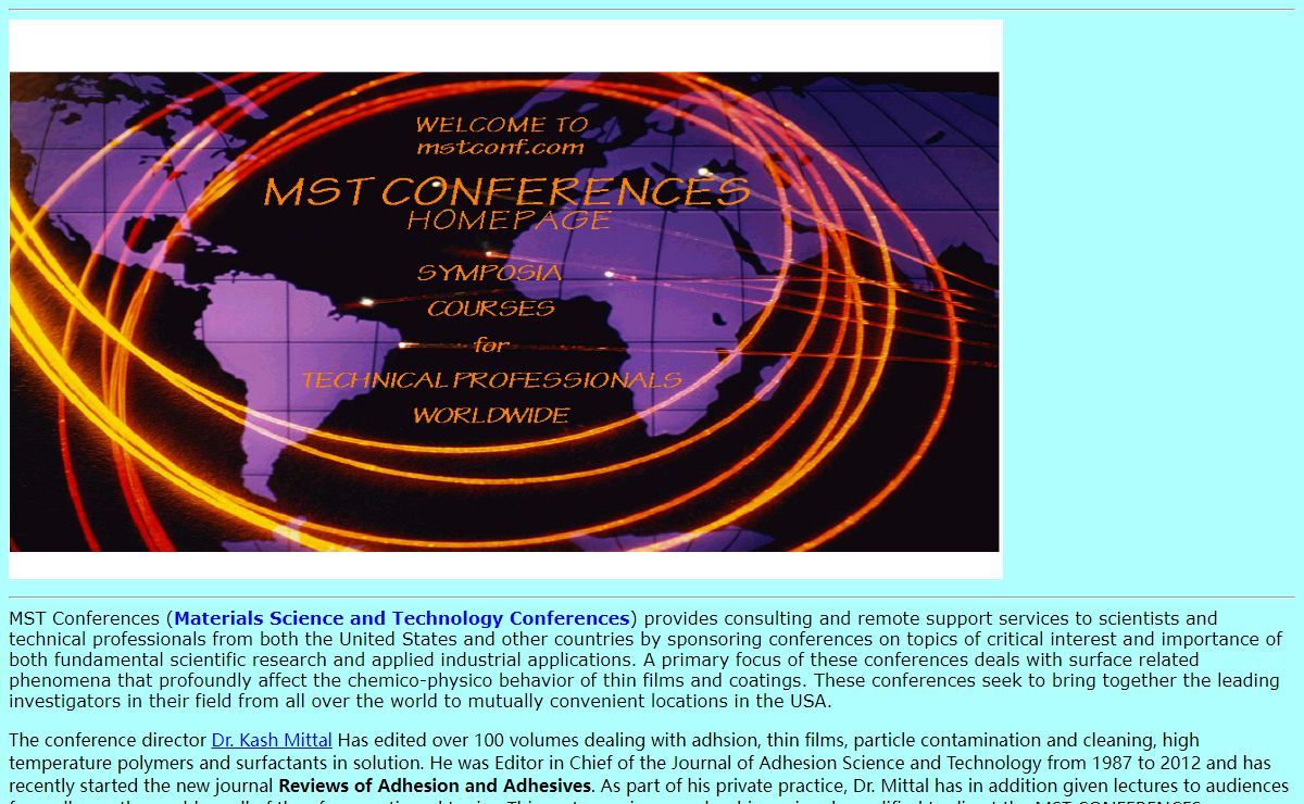 MST CONFERENCES: Symposia and courses on materials and surface related phenomena