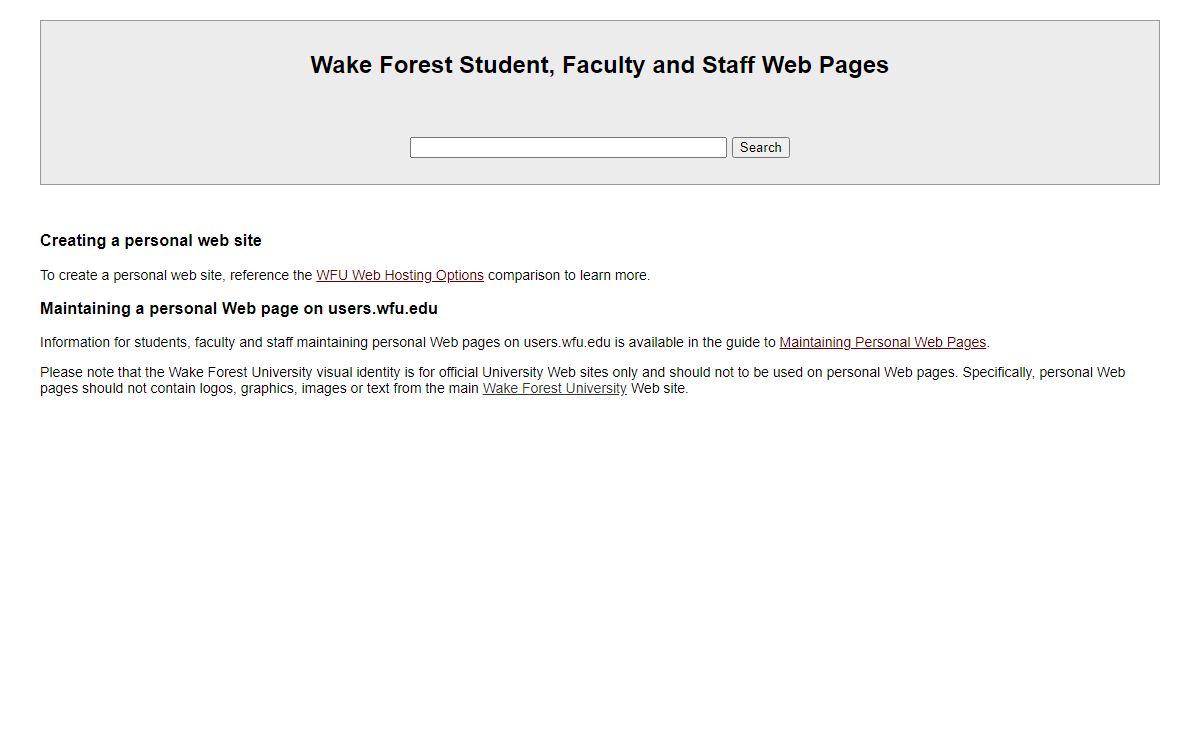 Wake Forest Student, Faculty and Staff Web Pages