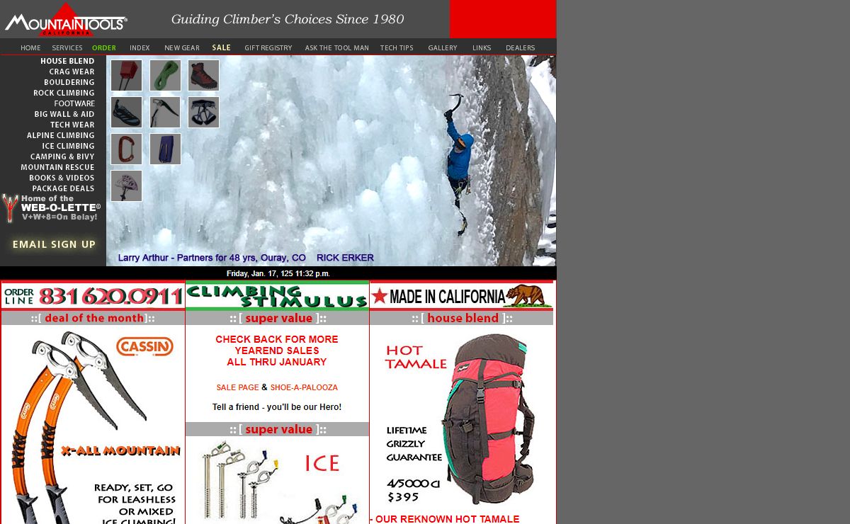 MOUNTAIN TOOLS - Great Climbng Gear, Great Prices! Home of the Webolette, Packs for Climbers and expert advise.