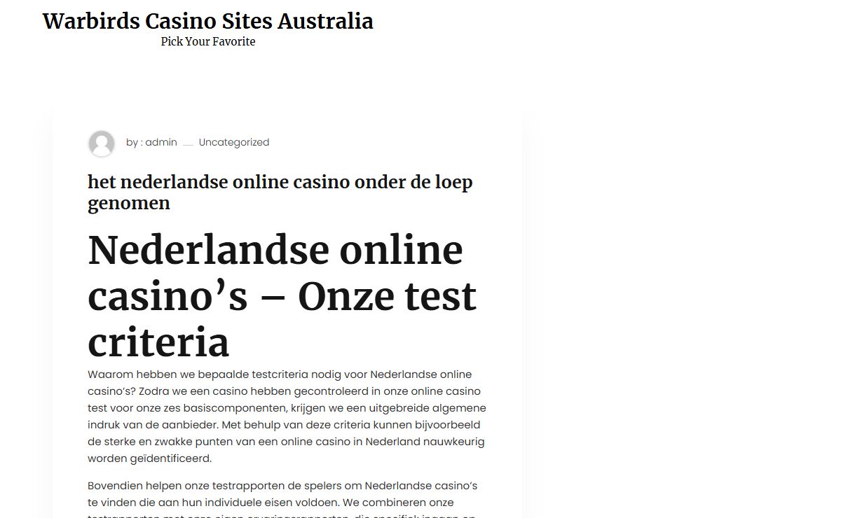 Warbirds Casino Sites Australia – Pick Your Favorite