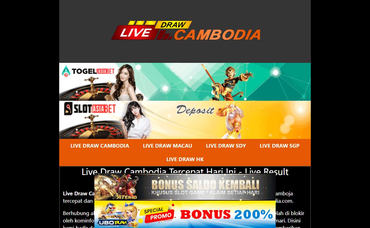 Live Draw Cambodia Tercepat Hari Ini - Live Result Cambodia