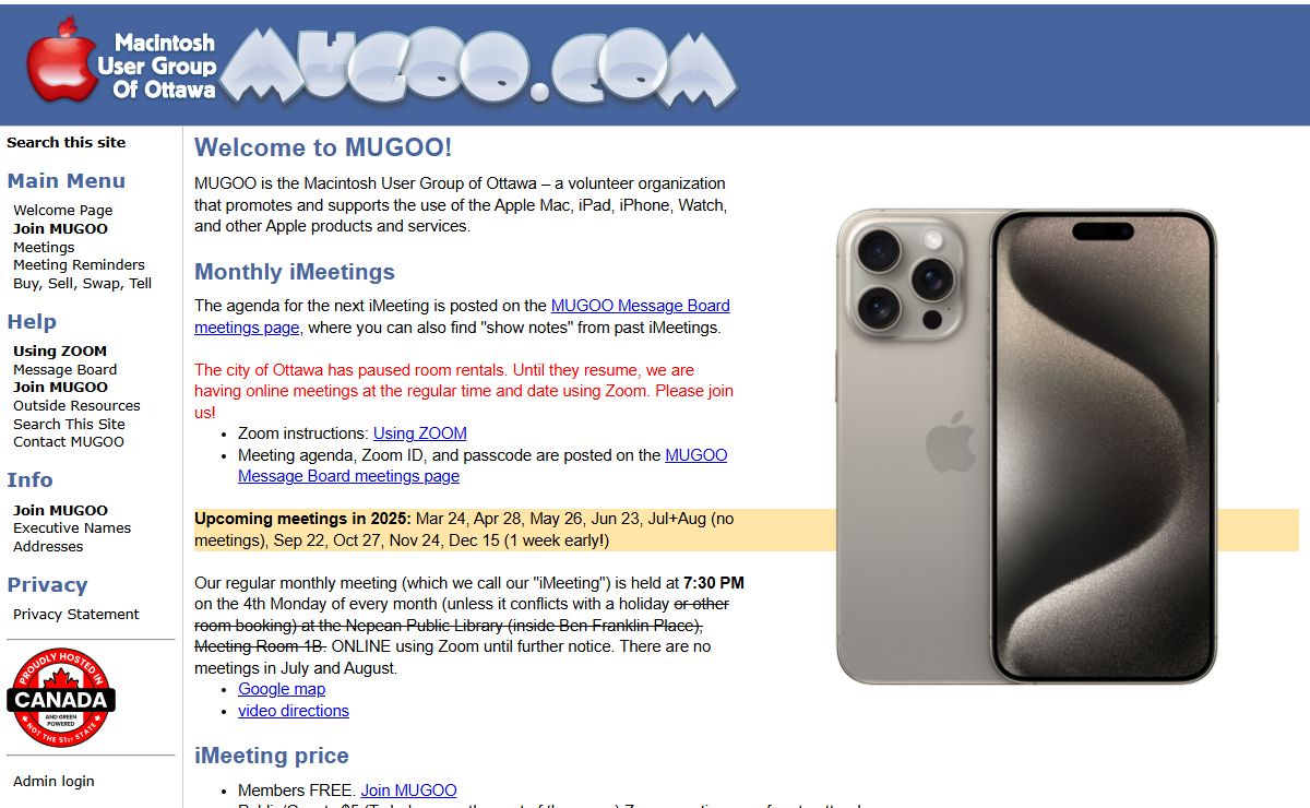 MUGOO - The Macintosh User Group of Ottawa | Main / Welcome to MUGOO!