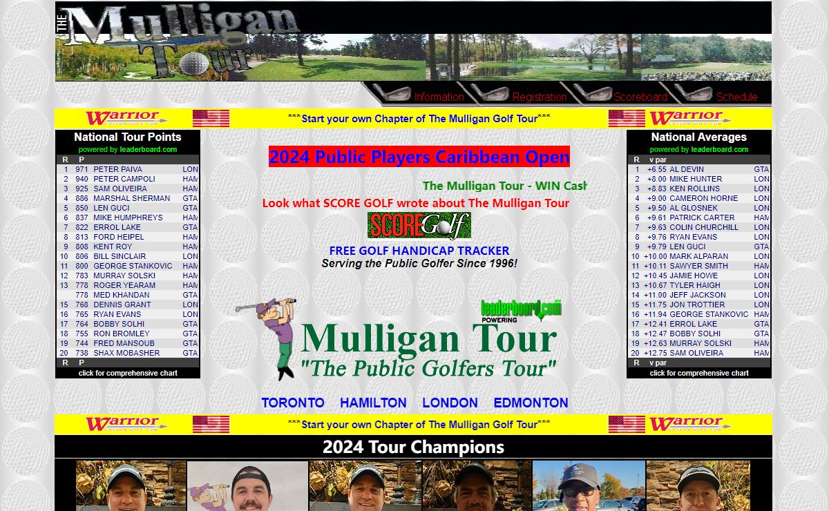 Public Golf Tour, Golf Tournaments, Golf Tour Leagues - The Mulligan Tour