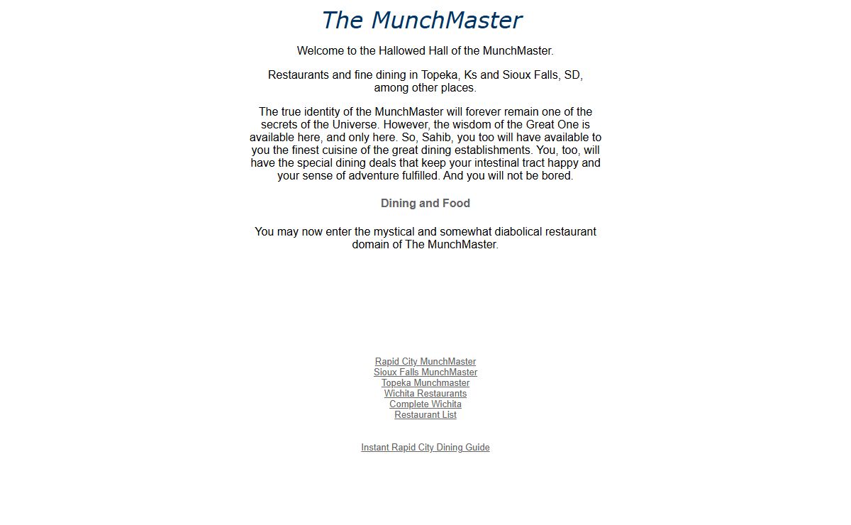 MUNCHMASTER dining guide of favorite restaurants of the bizarre one