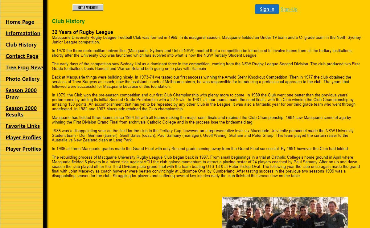 Macquarie University Rugby League Football Club - Club History