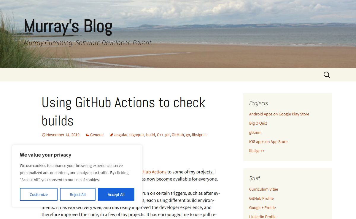 Murray's Blog | Murray Cumming. Software Developer. Parent.