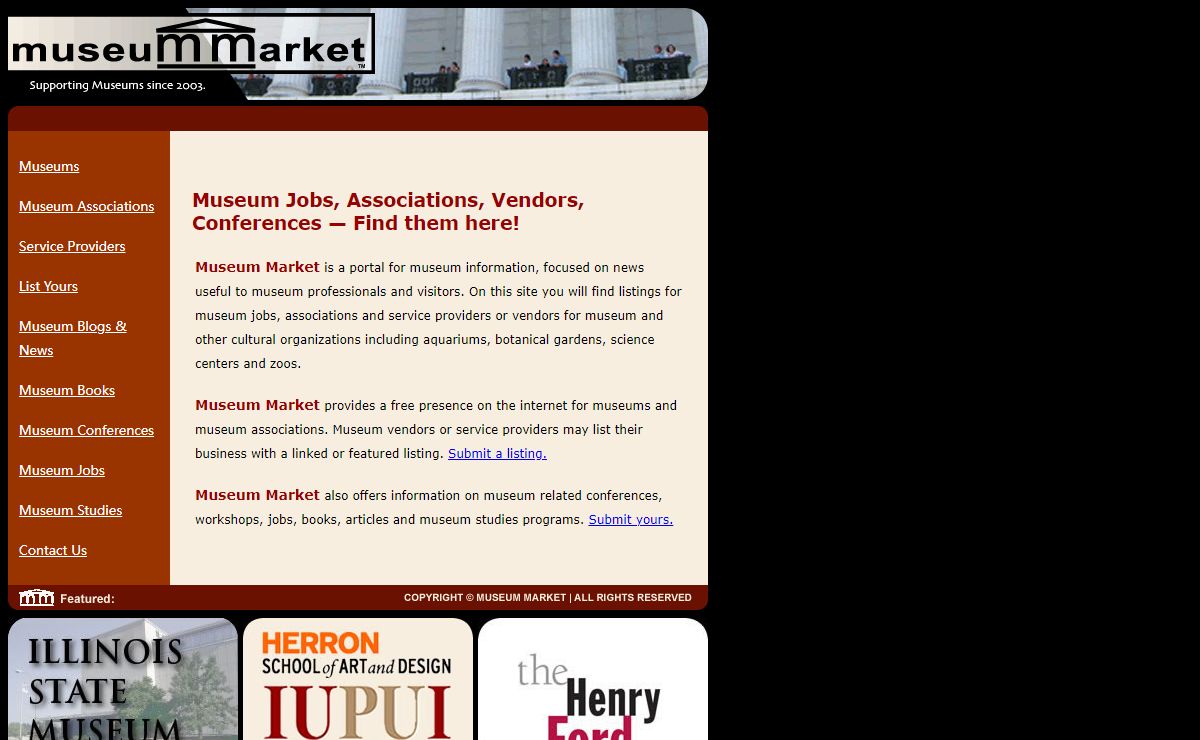 Search museums jobs, associations, service providers, vendors and museums