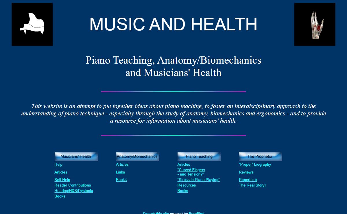 Musicians Health, Piano Teaching, Anatomy/Biomechanics, Music and Health