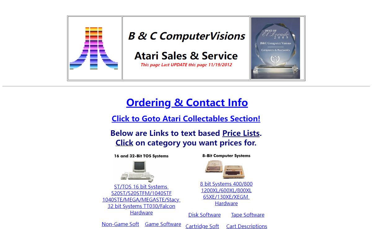 Atari computers hardware, software, service, and video games at B & C ComputerVisions