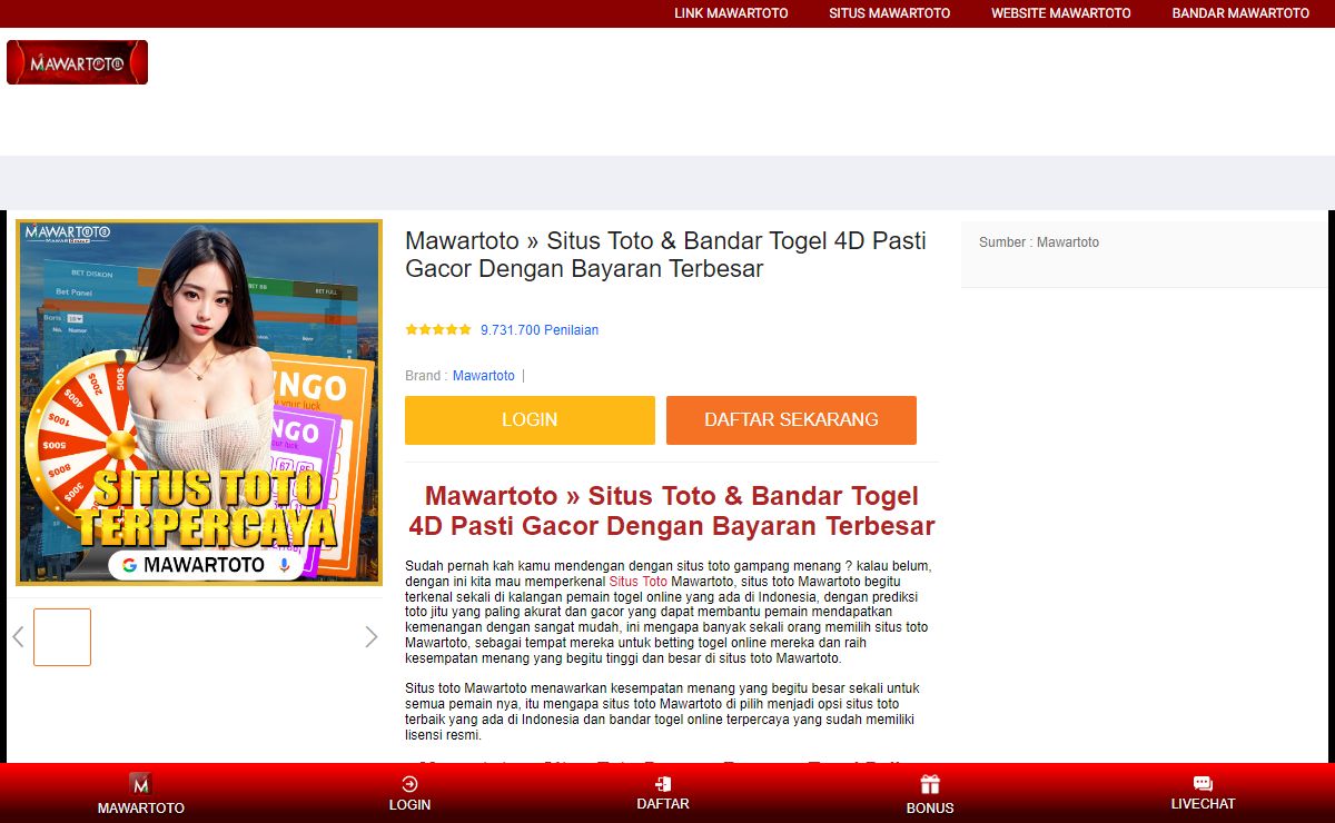 Mawartoto » Situs Toto & Bandar Togel 4D Pasti Gacor Dengan Bayaran Terbesar