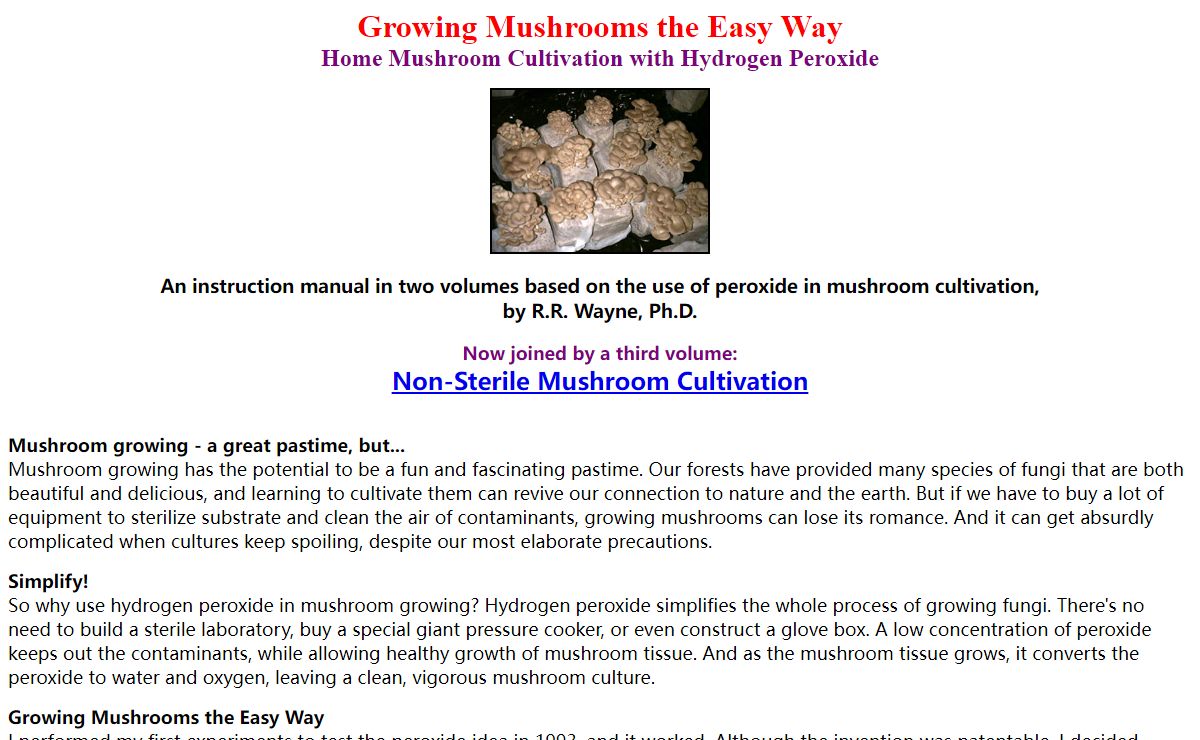 Growing Mushrooms with Hydrogen Peroxide