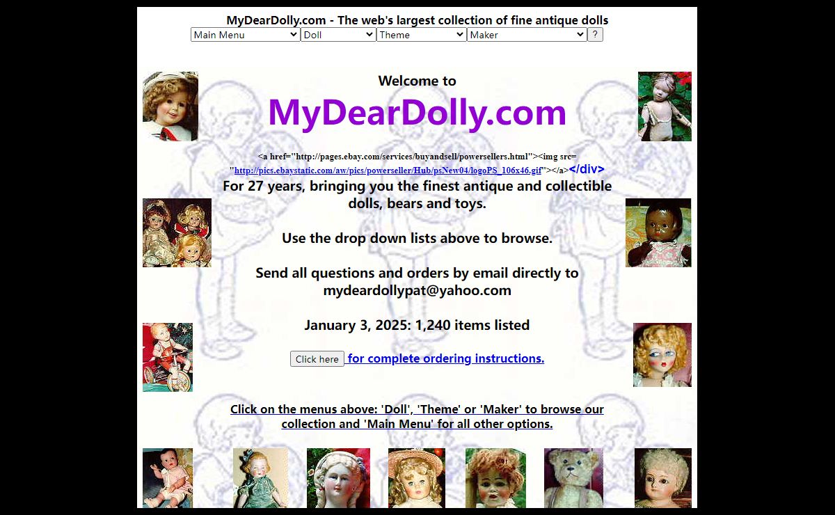 My Dear Dolly Antique Dolls, Bears + Toys