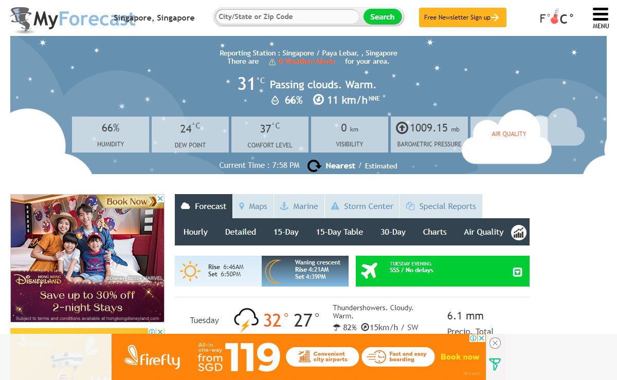 Singapore, Singapore Current Conditions | Hourly Forecast | NWS Alerts | Maps | Buoy Reports | Earth Quakes - MyForecast