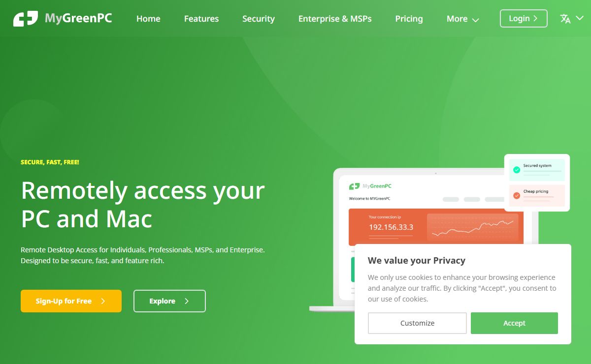 Free Remote Desktop Access for Everyone! | MyGreenPC