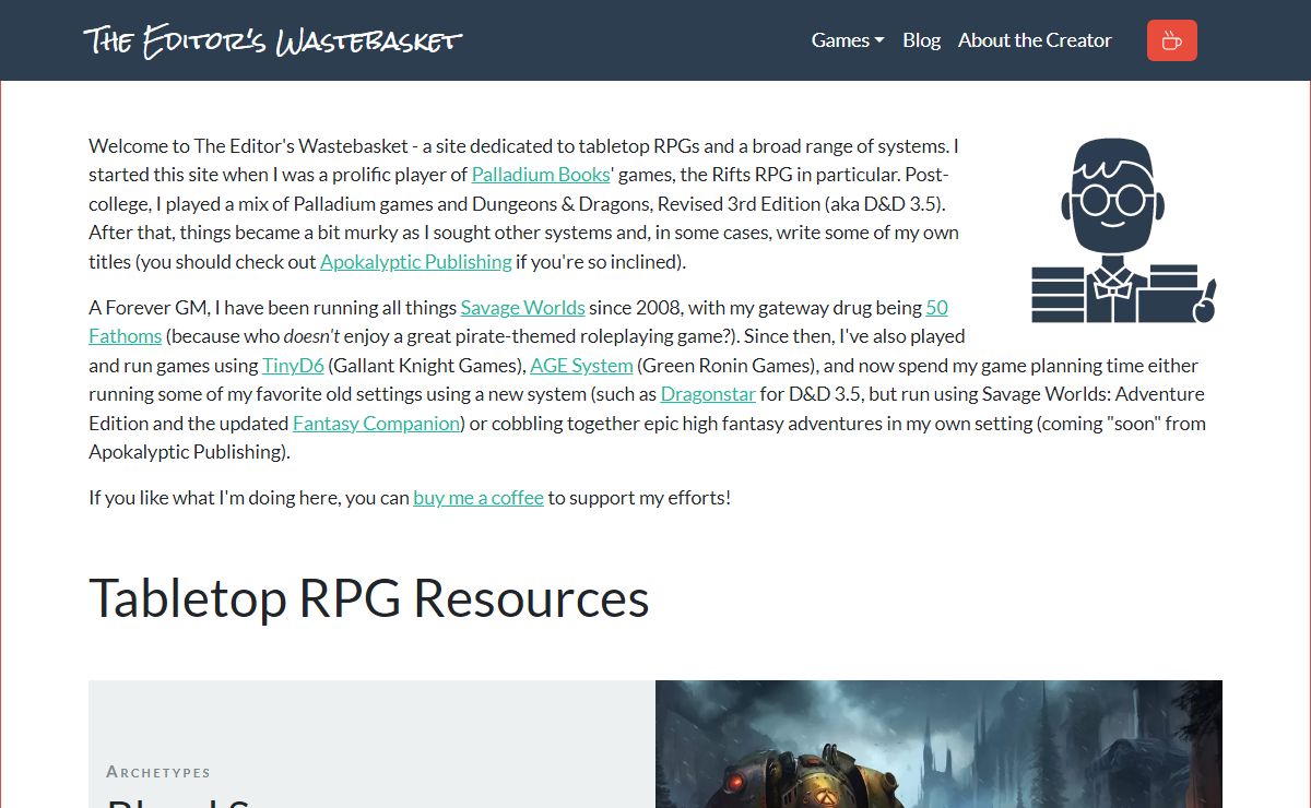 Tabletop RPG (TTRPG) Resources | The Editor's Wastebasket