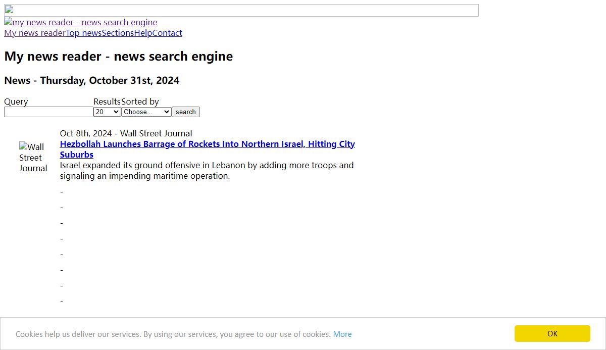 My news reader - news search engine