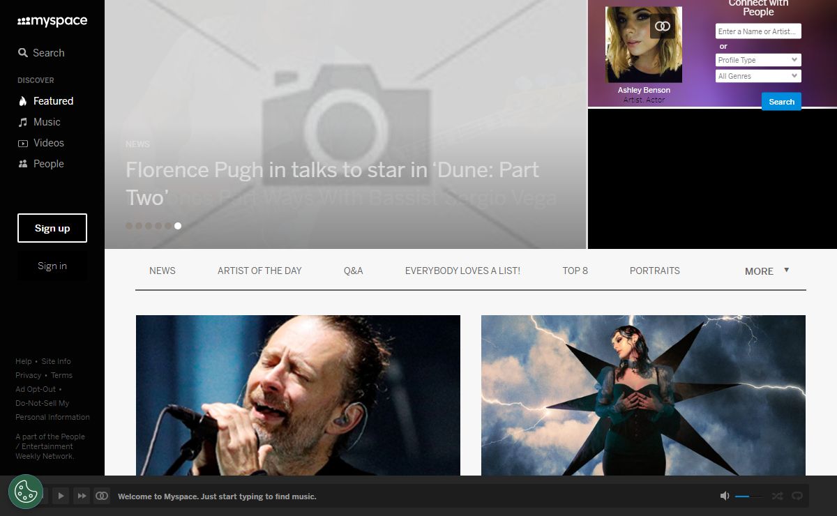 Featured Content on Myspace