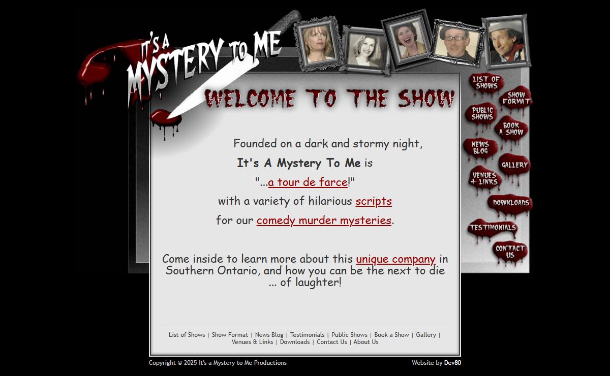 Welcome to the Show | It's A Mystery To Me! A Murder Mystery Diner Theatre Group in Southern Ontario