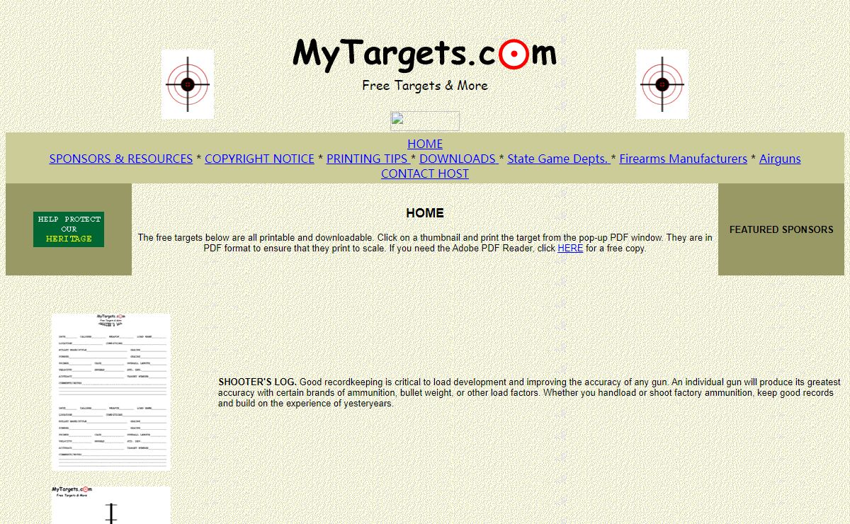 MYTARGETS.COM Free Targets That Print In PDF Format