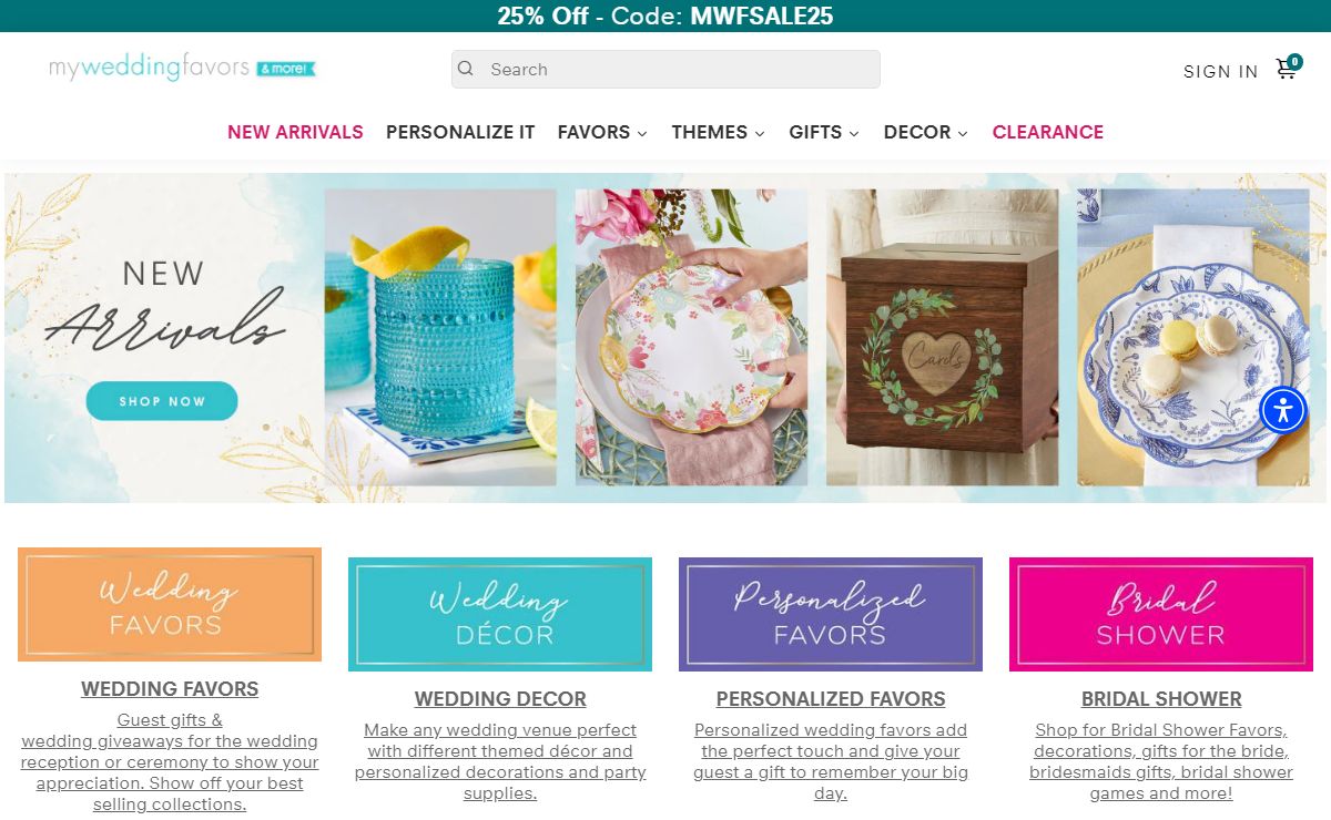 Wedding Favors, Bridal Shower Party Favors & Decorations MWF