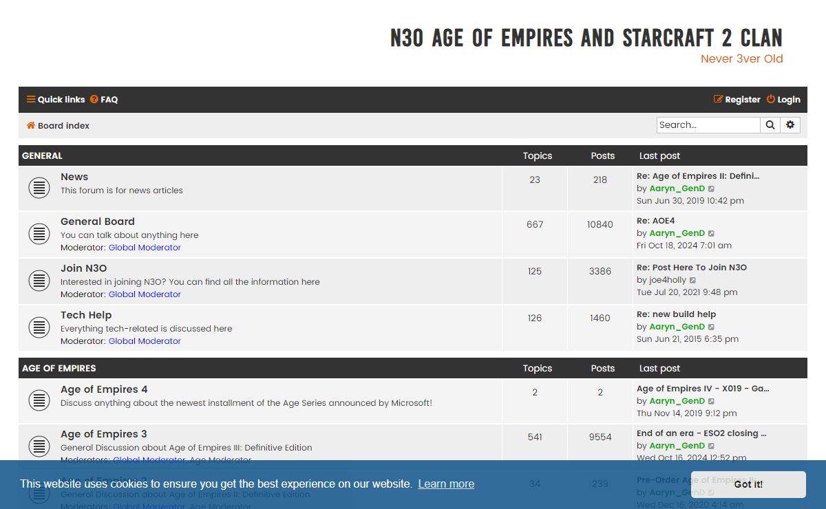 N3O Age Of Empires and Starcraft 2 Clan - Index page