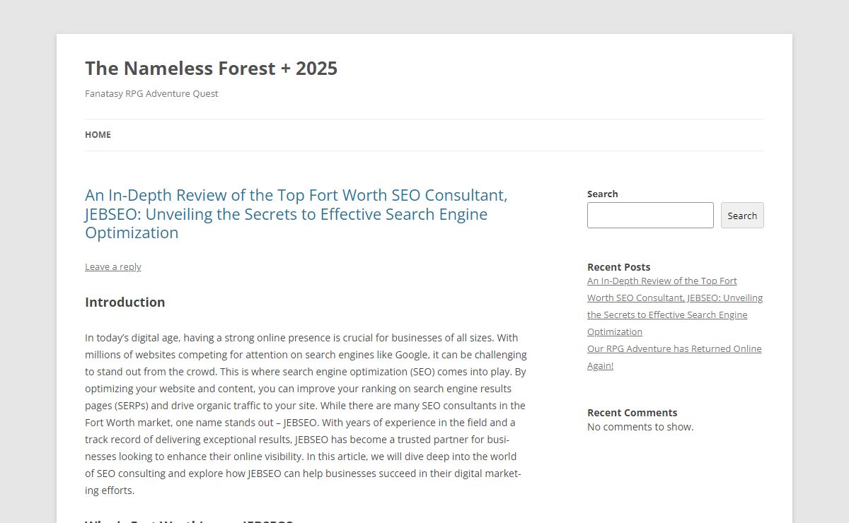 The Nameless Forest + 2025 - Fanatasy RPG Adventure Quest