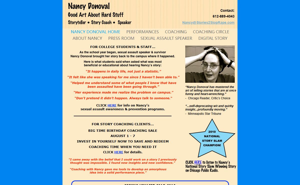 Nancy Donoval Good Art About Hard Stuff Storyteller • Story Coach • Speaker