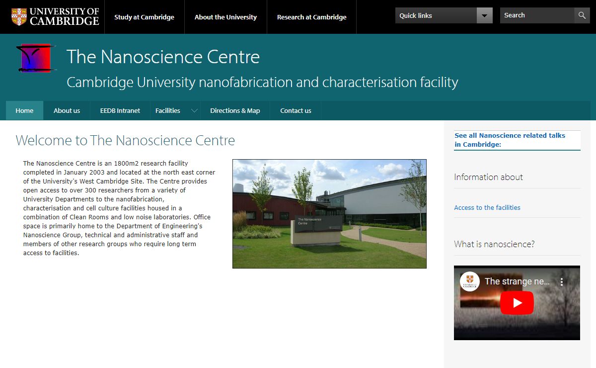 The Nanoscience Centre | Cambridge University nanofabrication and characterisation facility