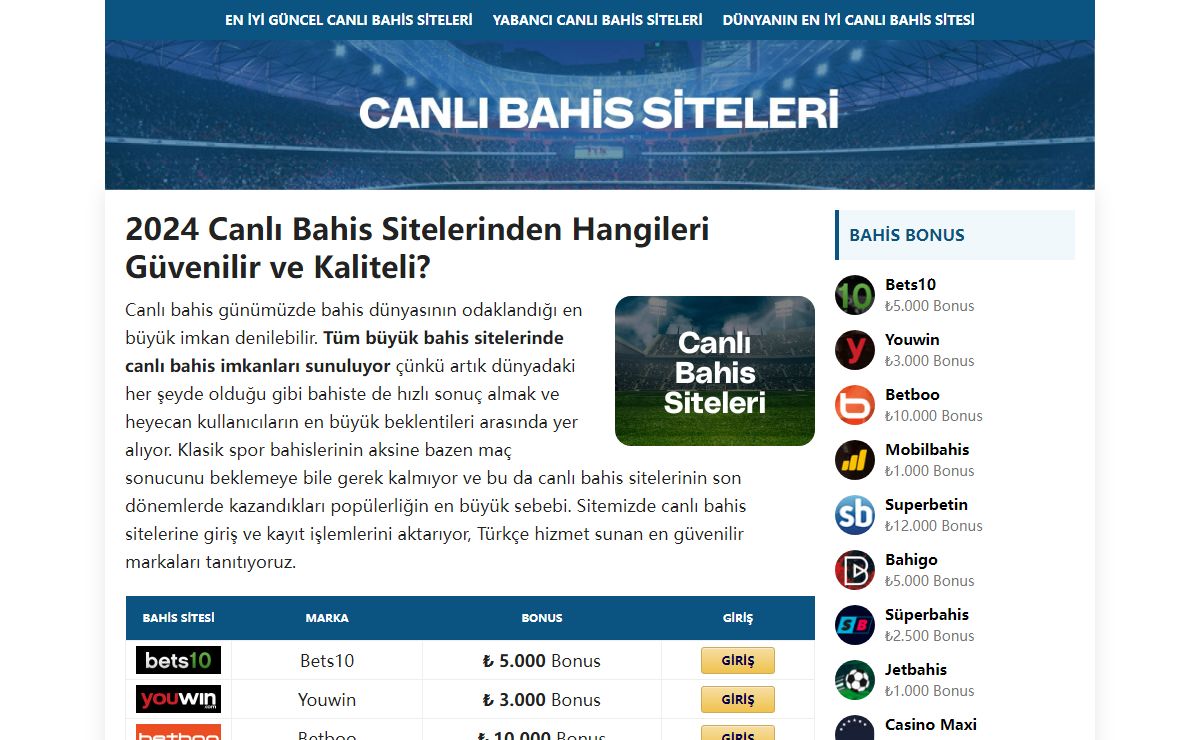 2024 Canlı Bahis Sitelerinden Hangileri Güvenilir ve Kaliteli?