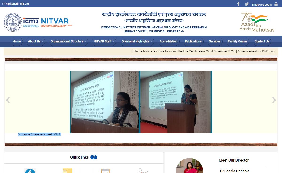 ICMR - National Institute of Translational Virology and AIDS Research (ICMR-NITVAR) :: NARI
