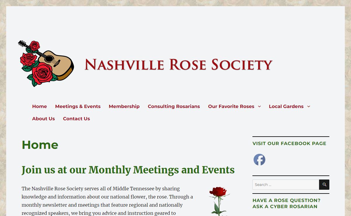 Nashville Rose Society – The Nashville Rose Society serves all of Middle Tennessee by sharing knowledge and information about our national flower, the rose.