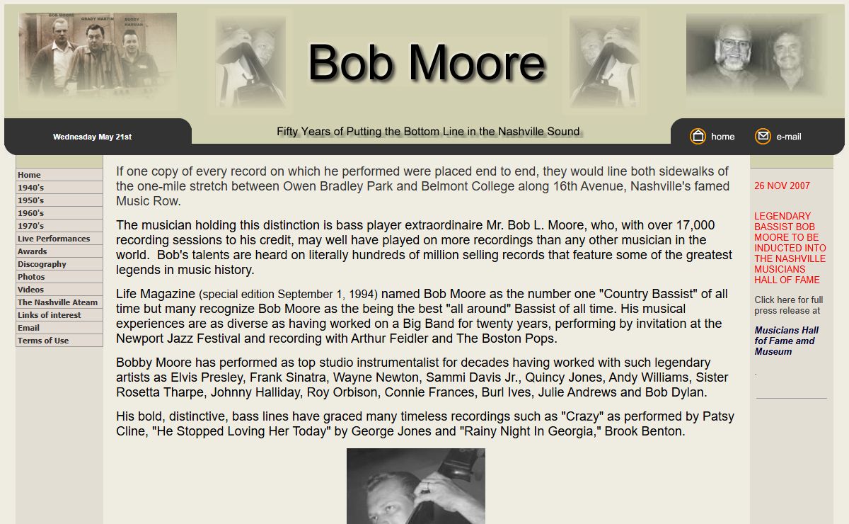 Bob Moore Links, Bob Moore Biographies, Bob Moore CD's, Bob Moore Tapes