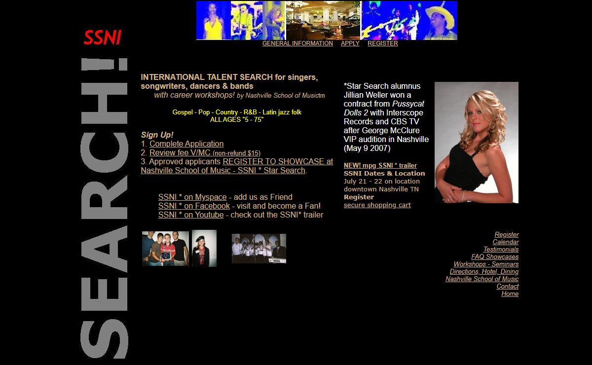 SSNI * STAR SEARCH NASHVILLE INTL for singers songwriters dancers bands talent dancers contest models