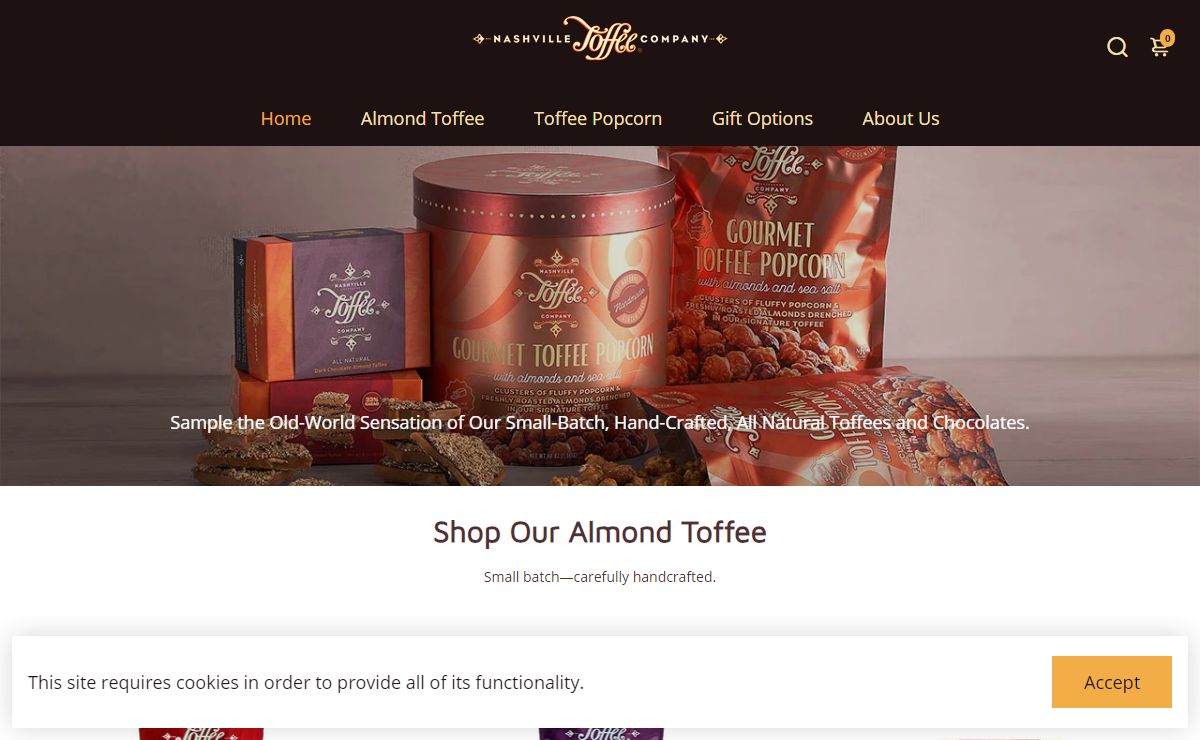 Nashville Toffee Company All Natural Kosher Almond Toffee Nashville TN