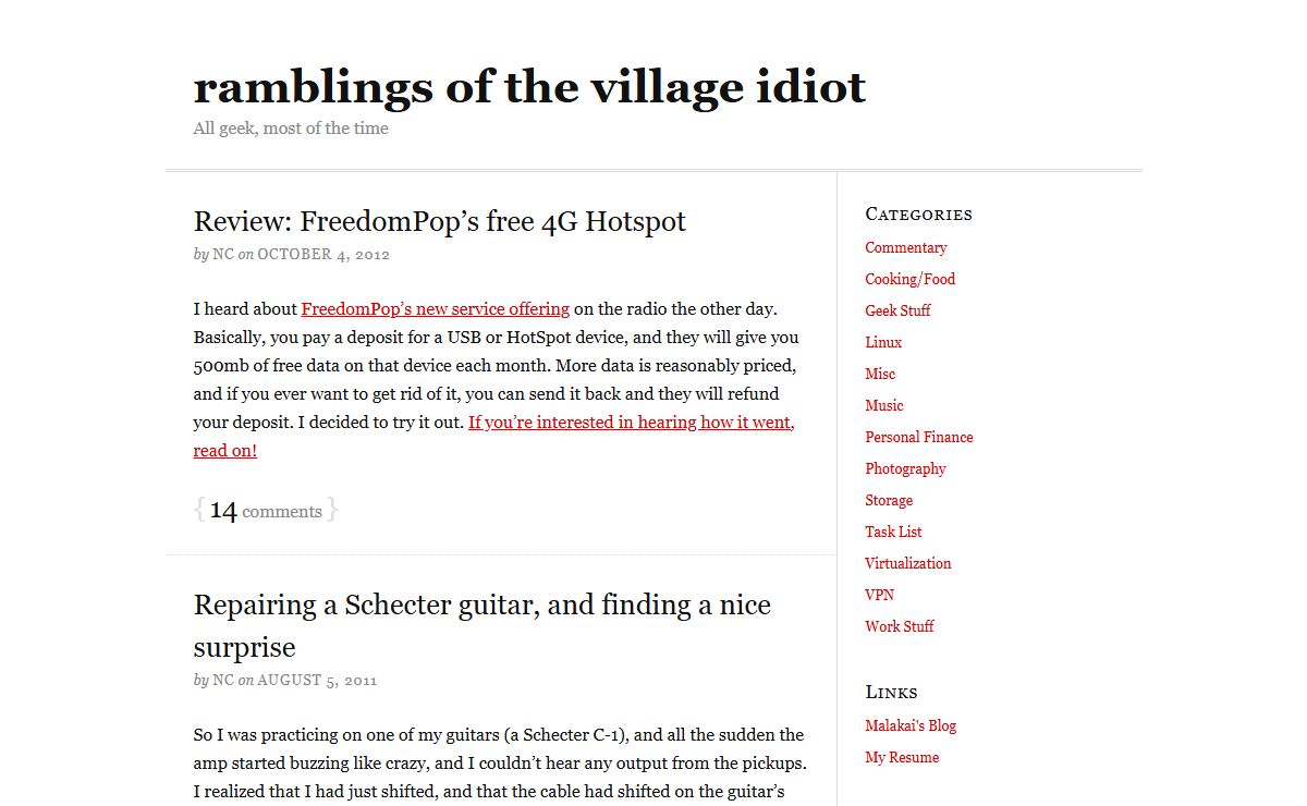 ramblings of the village idiot — All geek, most of the time