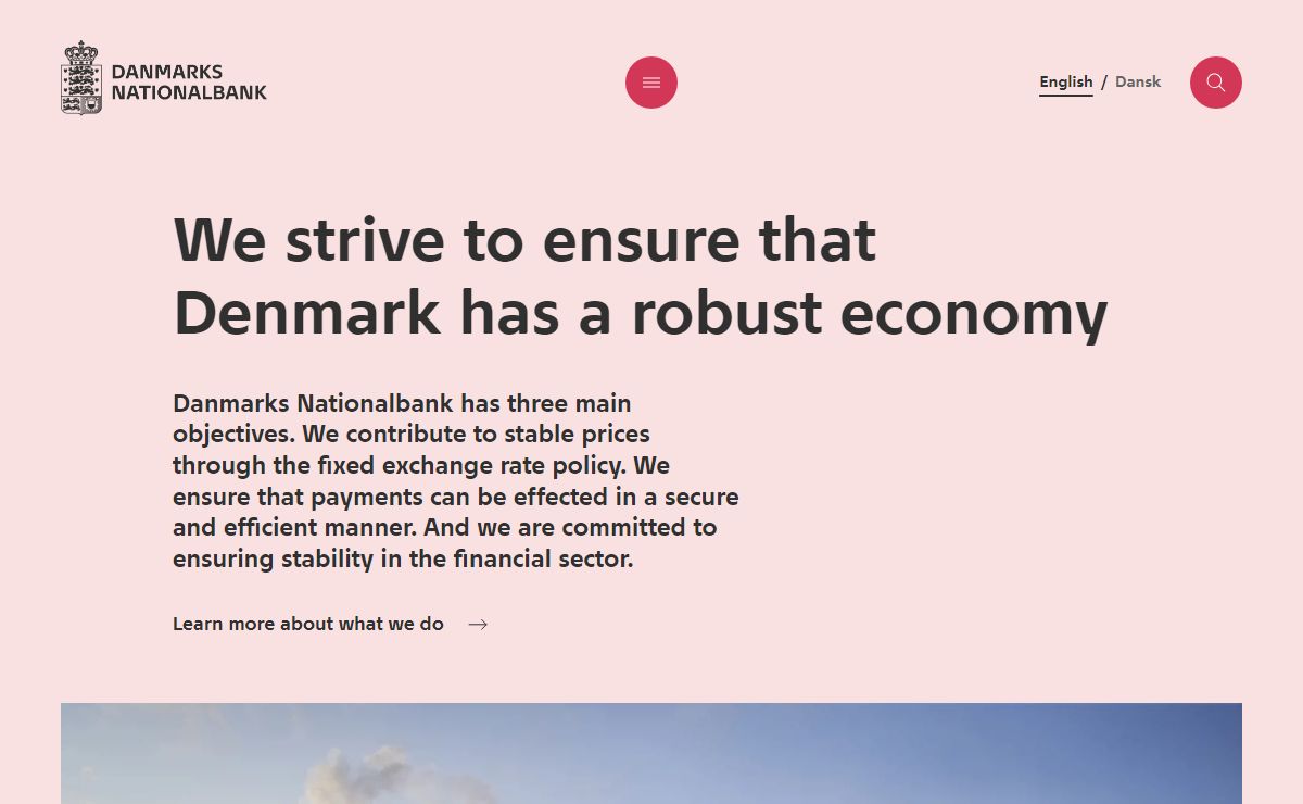 Website of Danmarks Nationalbank