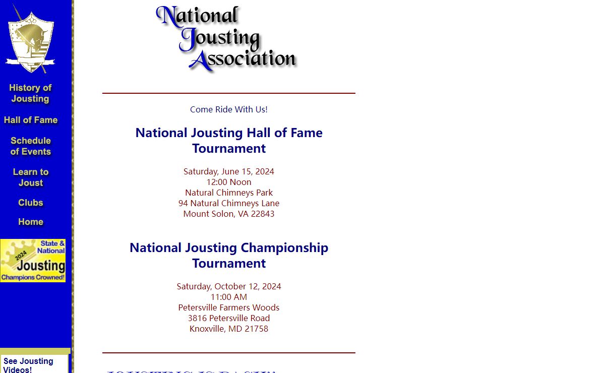 National Jousting Association: The Sport of Kings