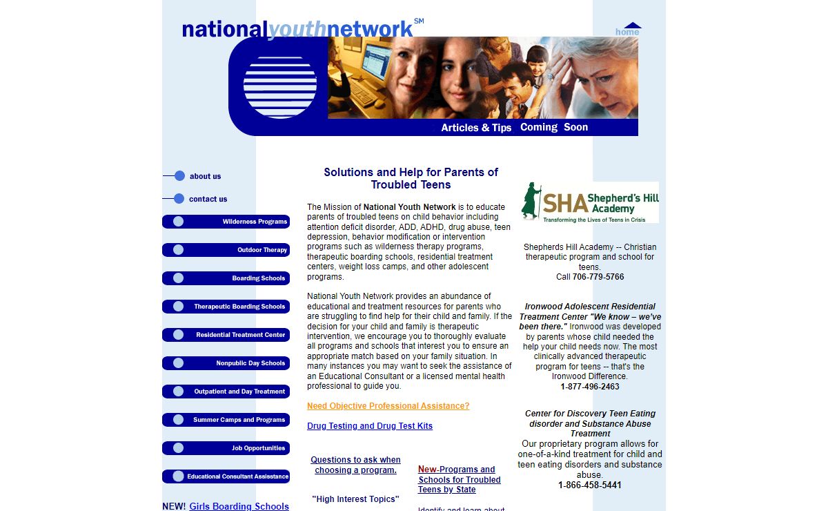 National Youth Network - Wilderness Therapy Programs - Therapeutic Boarding Schools - Residential Treatment Centers - Help for Troubled Teens