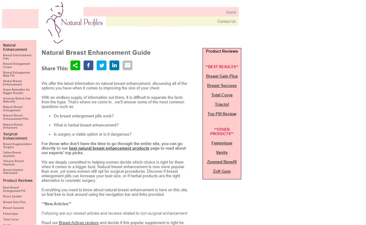 Natural Breast Enhancement Information
