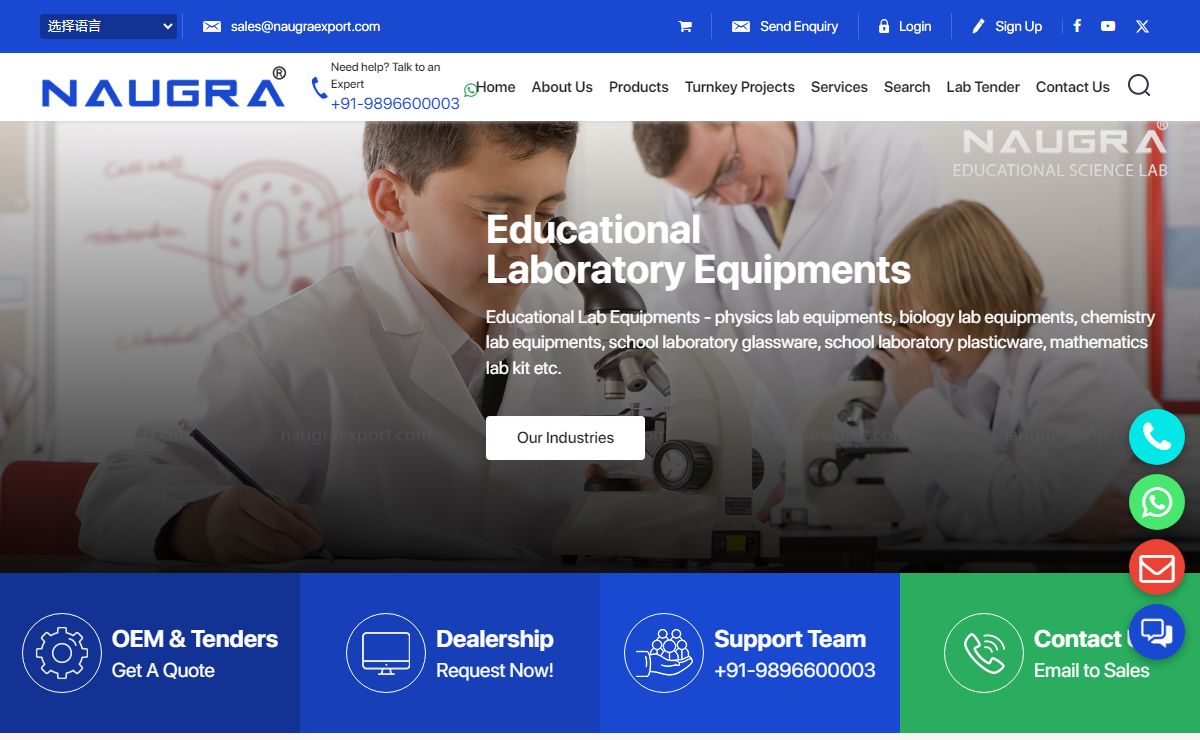 Educational Scientific Lab Equipments Manufacturers India, Educational Laboratory Equipments Suppliers & Exporters | Naugra Export