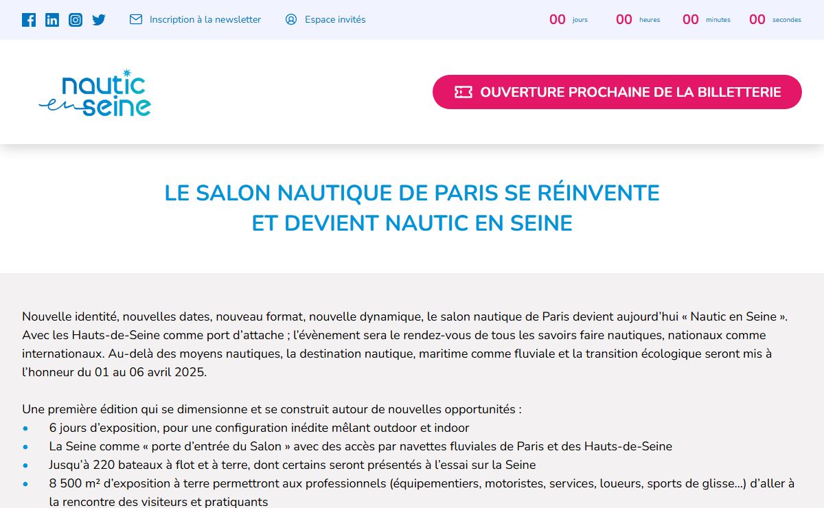 Nautic en Seine : Du 01 au 06 avril 2025