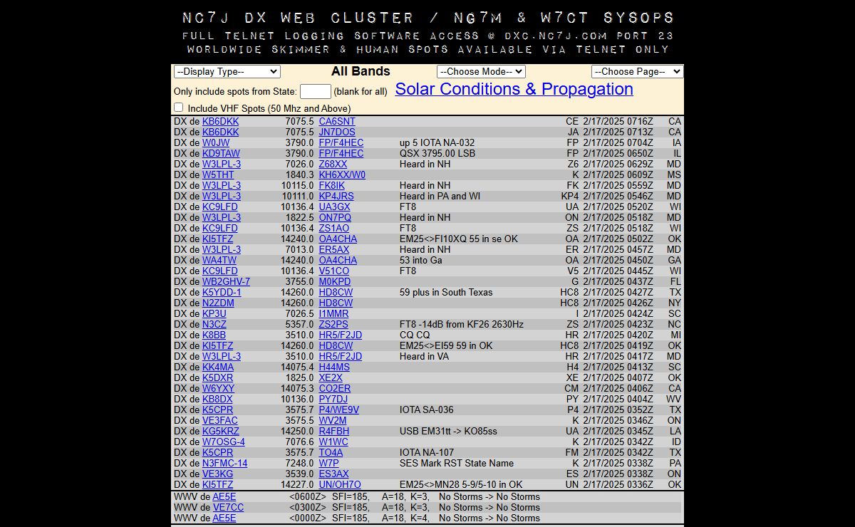 NC7J Web Cluster - Main Page