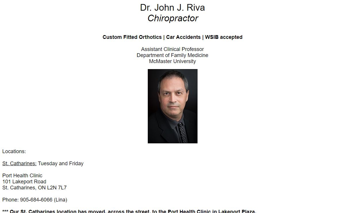 Dr. John Riva | Custom Fitted Orthotics - Car Accidents - WSIB - Chiropractic Care