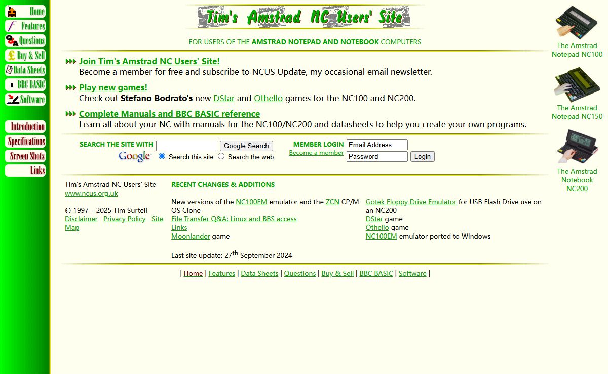 Tim's Amstrad NC Users' Site