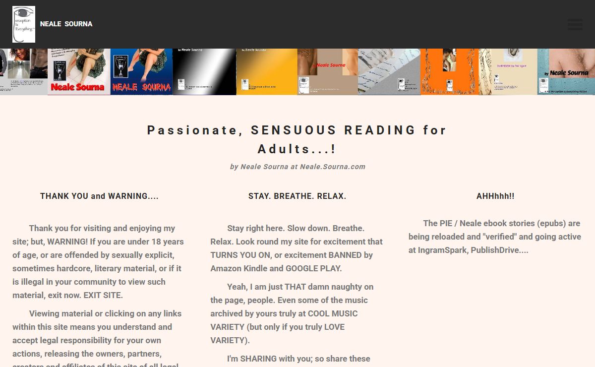 Index_Neale Sourna, Adult Fiction Author [nonfiction, games, poems, scripts, online radio]