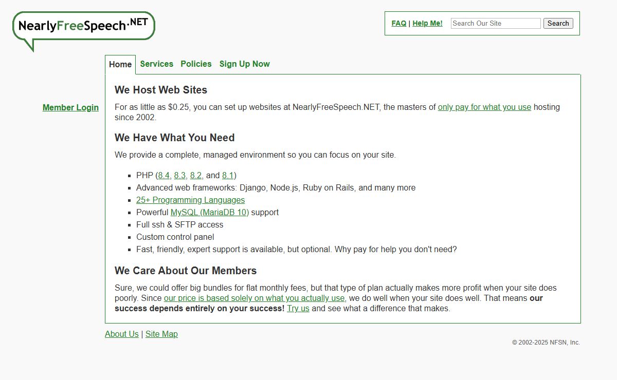 NearlyFreeSpeech.NET Web Hosting