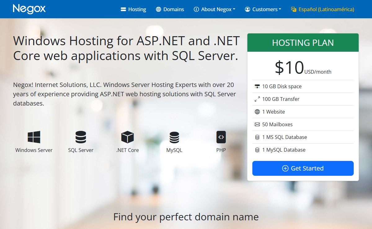 Windows, ASP.NET, .NET Core and SQL Server Hosting | Negox | Windows Server Hosting service with support for .NET dll, Crystal Reports, Node.js, PHP, MySQL and Microsoft Access. C#, F# and VB.NET.
