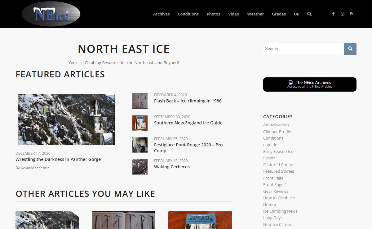 NEice: Ice Climbing Conditions, Photos and Information - North East Ice